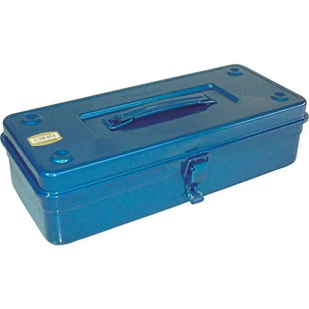 

Tool Box Trunk Style T-350 with Cylinder Lock Blue Anti-Slipping Groove Traceable Shipping Alloy Steel 373 x 163 x 102 mm