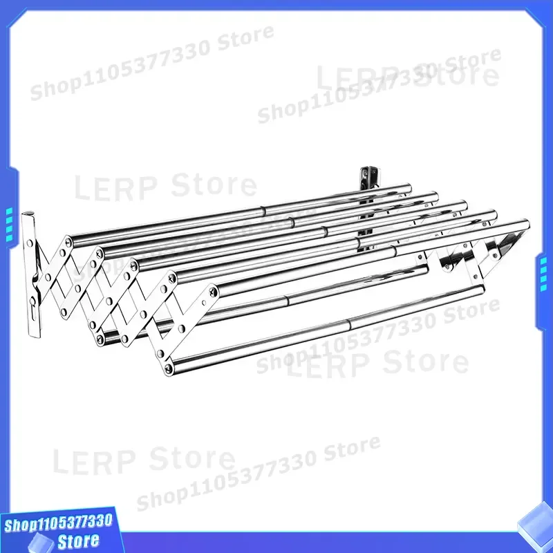 Stainless Steel 7 Rod Folding Drying Rack Retractable Towel Hanger for Bathroom Balcony Space Saving Clothes Airer Wall