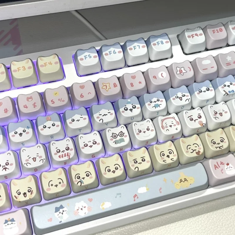 140keys Kawaii Anime Keycap Cute Cartoon MAO Hight PBT Thermal Sublimation MX Switch Mechanical Keyboard Keycaps Christmas Gift