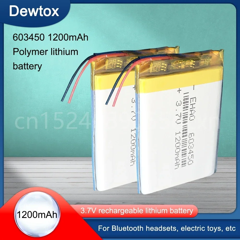 Nieuwe draagbare 1200mAh Li-polymeer Lipo-batterij 3,7v oplaadbaar 603450   Ingebouwde PCB-module met lithium-Li-ionbatterij