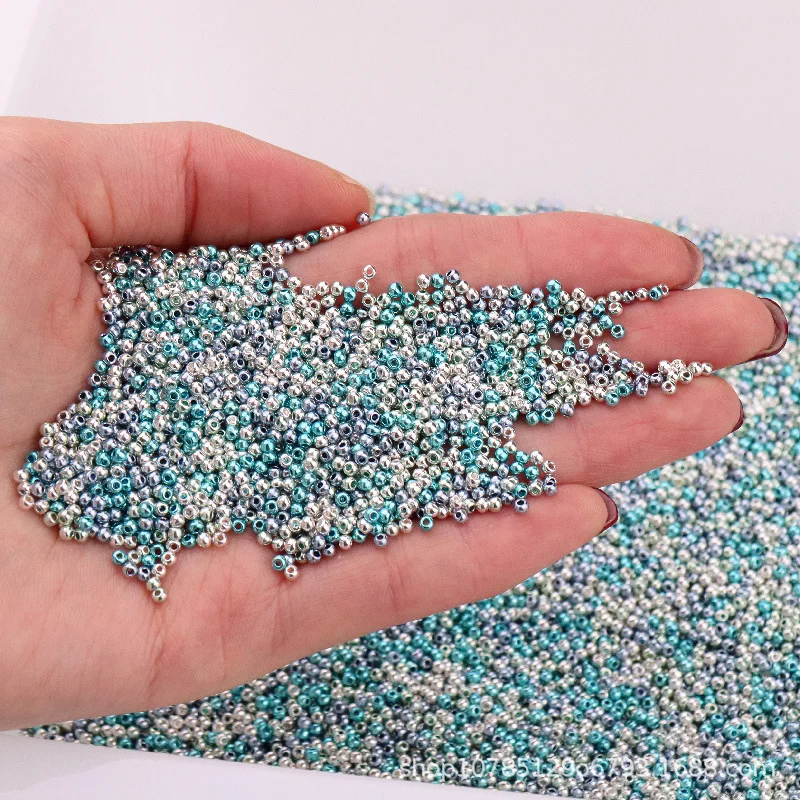 2022New1000cps2mm electroplated rice beads, uniform 11/0 metallic glass beads, DIY handmade beads loose beads