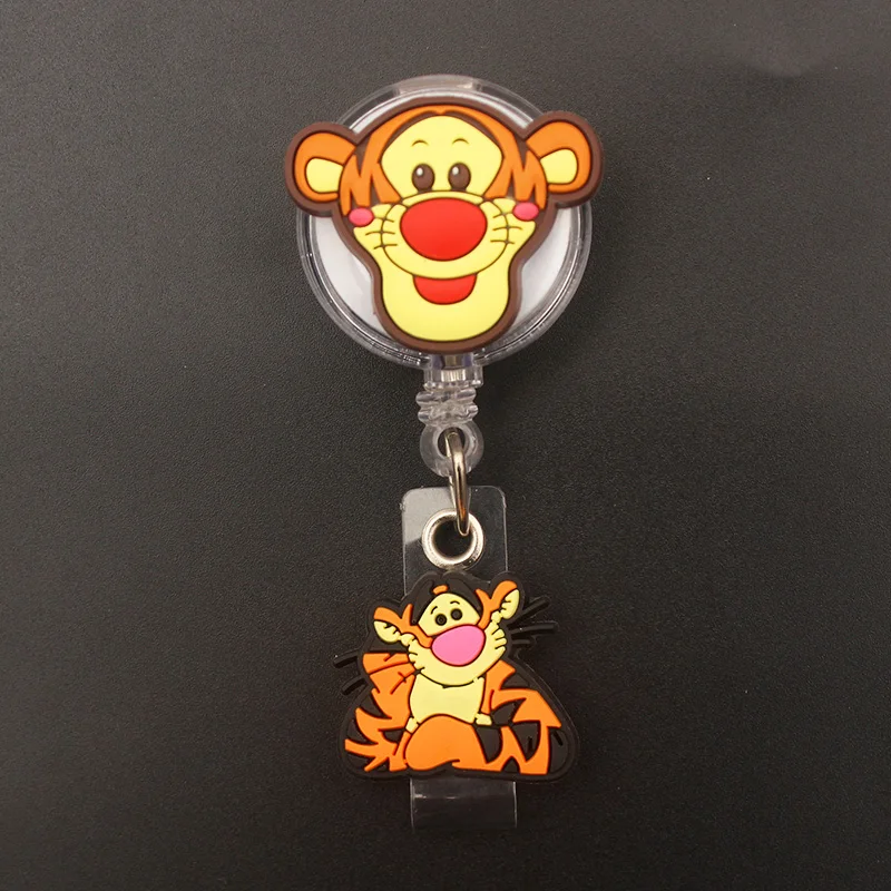 Double Little Bear Tigger Badge Reel Nurse Workers Enfermera ID Holder Girl Boy Retractable Name Card Holder Accessory