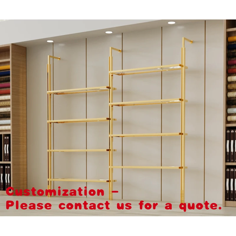 

Customize.Wall Mounted Adjustable Shelves and Column Industrial Pipe Clothes Rack Tube Connection System Custom Boutique Sto