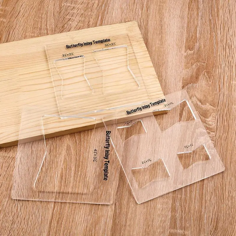 Bowtie Router Template Jig Kit Templates Butterfly Inlay Tools 3X Transparent Tool Engraving Stencil Accessories For Creating