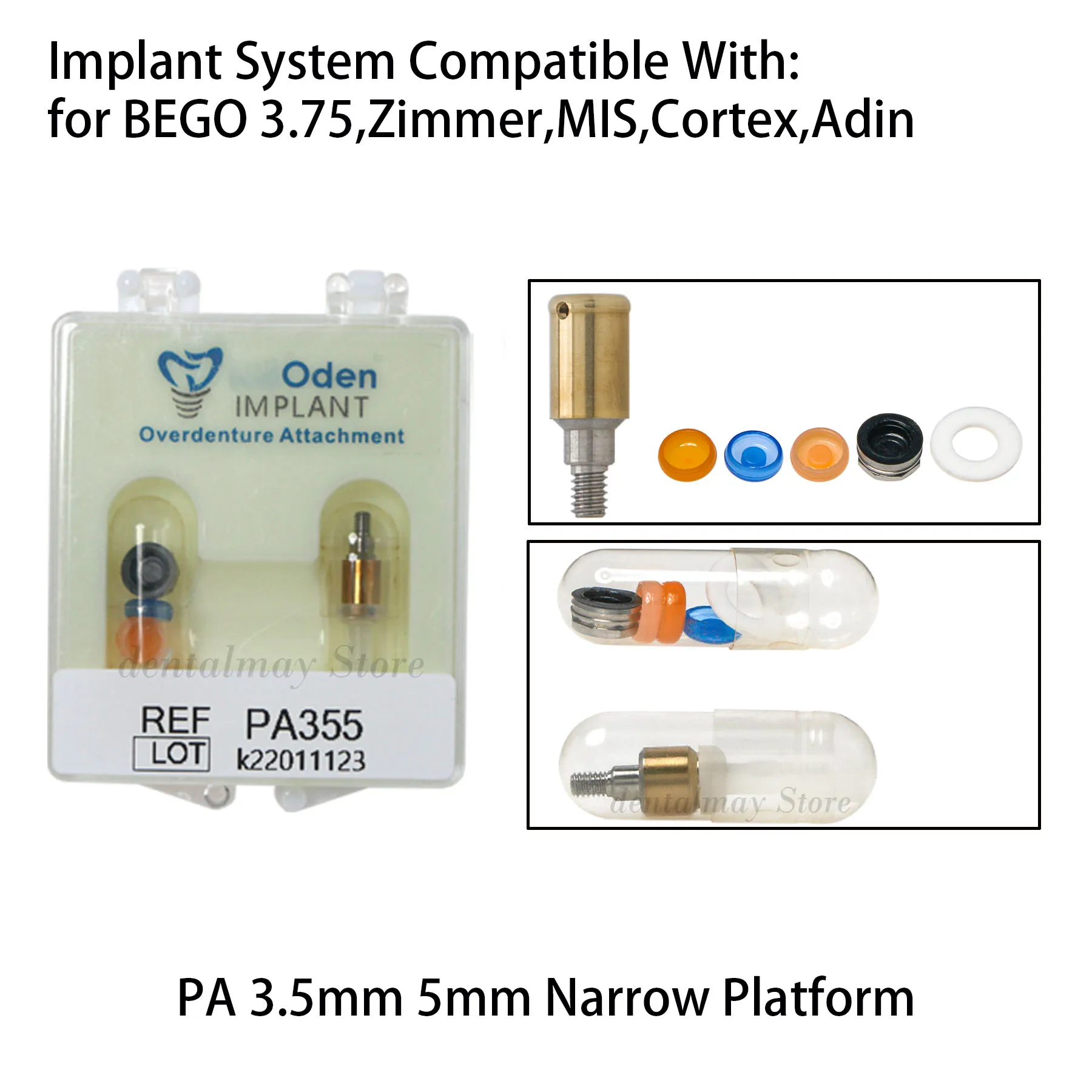 

Dental PAØ3.5mm Attachment Abutment Male Cap Tool fit Zimmer MIS Removable Abutment Length 5mm