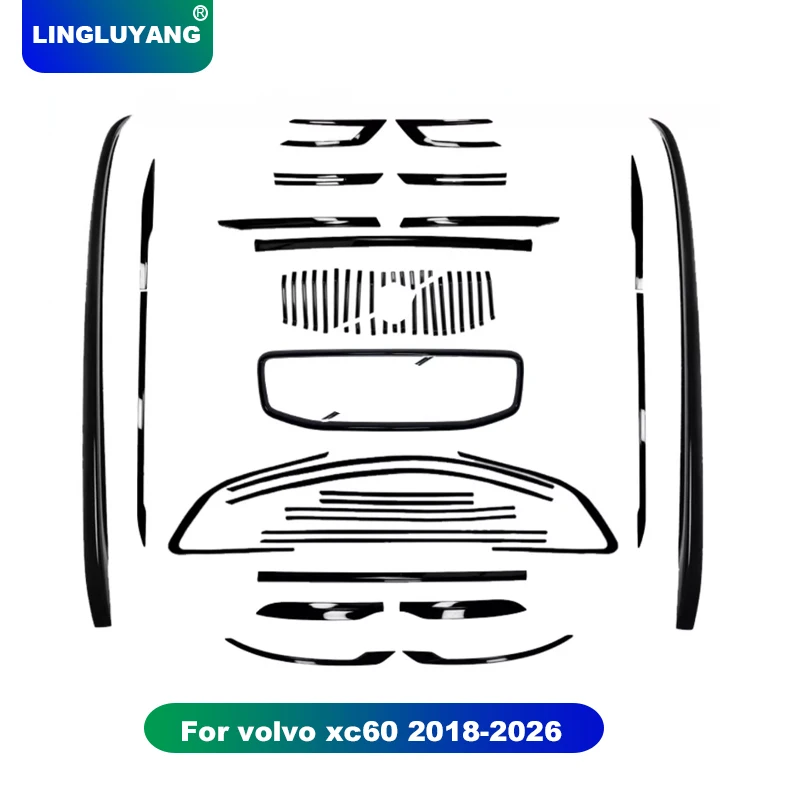Black Car Sticker Window Front Fog Light Body Decoration Suitable For Volvo XC60 Car Decoration Accessories 2018-2026