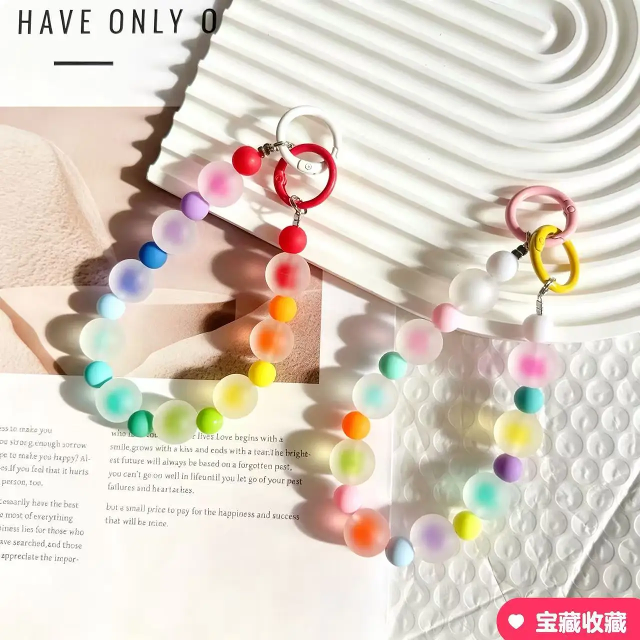 New Colored Jelly Beaded Mobile Phone Chain I Cute Dopamine Mix and Match Matte Beads Mobile Phone Lanyard Key Chain