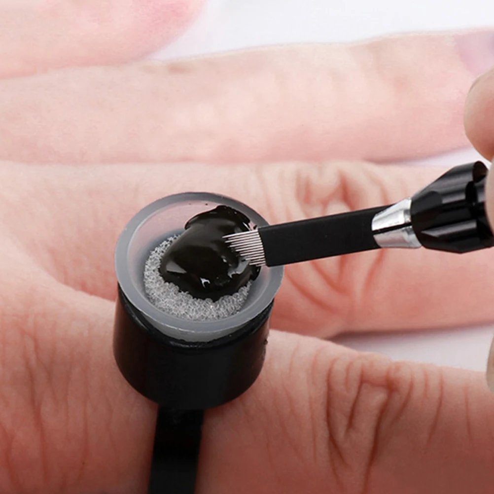 

50pcs Pigment Ring Microblading Glue Ink Cap Sponge Holder Permanent Accessories Durable Eyelash Extension Tool