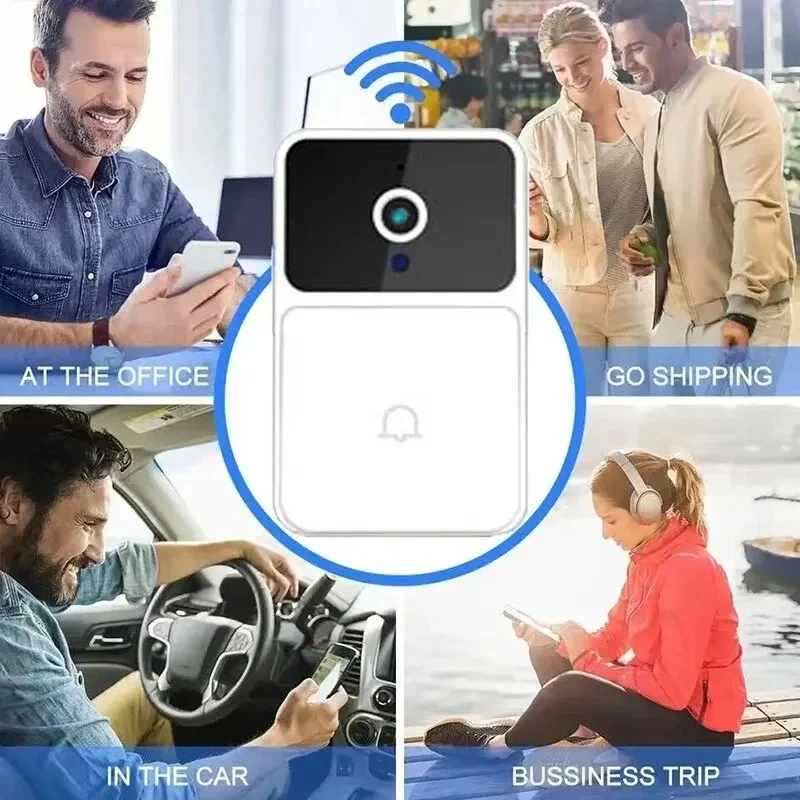 Timbre de puerta con vídeo WIFI, cámara inalámbrica de visión nocturna, seguridad inteligente para el hogar, timbre de puerta HD, intercomunicador bidireccional, cambio de voz para el hogar