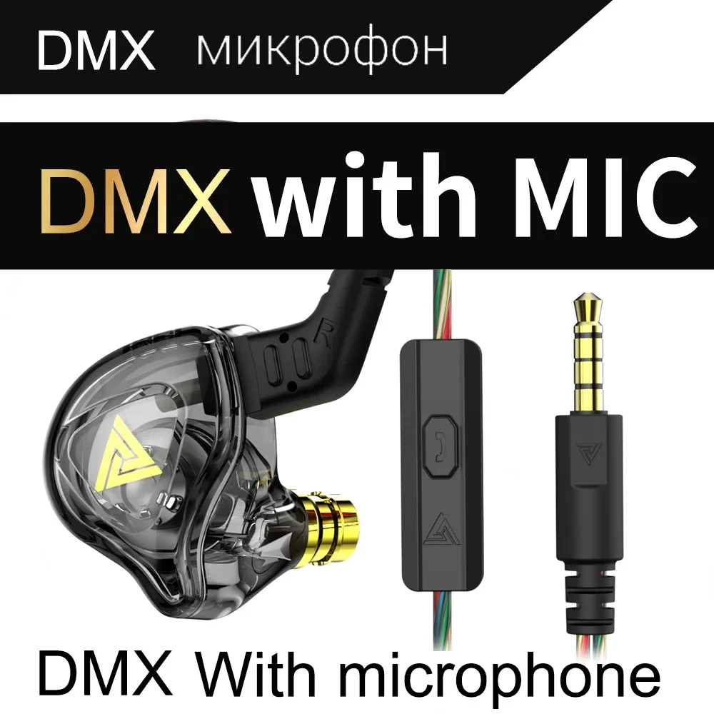 

1DD Dynamic HIFI Bass in Ear Monitoring with Microphone, Sports Noise Reduction Original QKZ AK6 DMX EDX Earphones