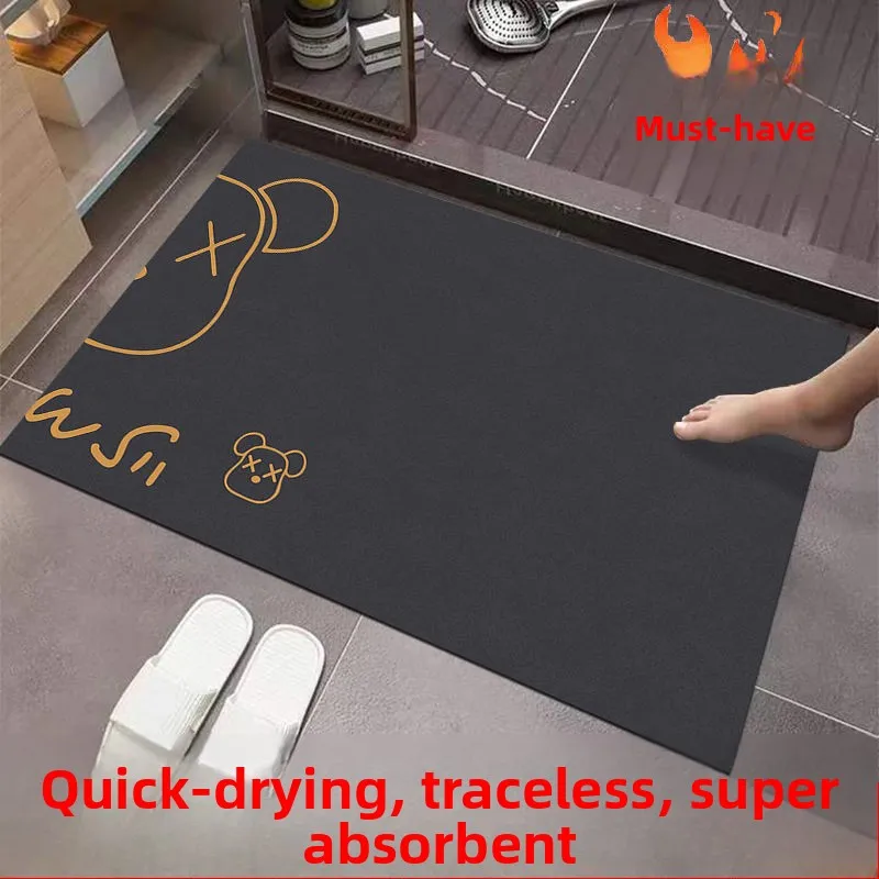 

Быстросохнущий впитывающий мягкий силиконовый коврик для ванной комнаты, противоскользящий коврик для туалета, придверный коврик для дома, простой и стильный.