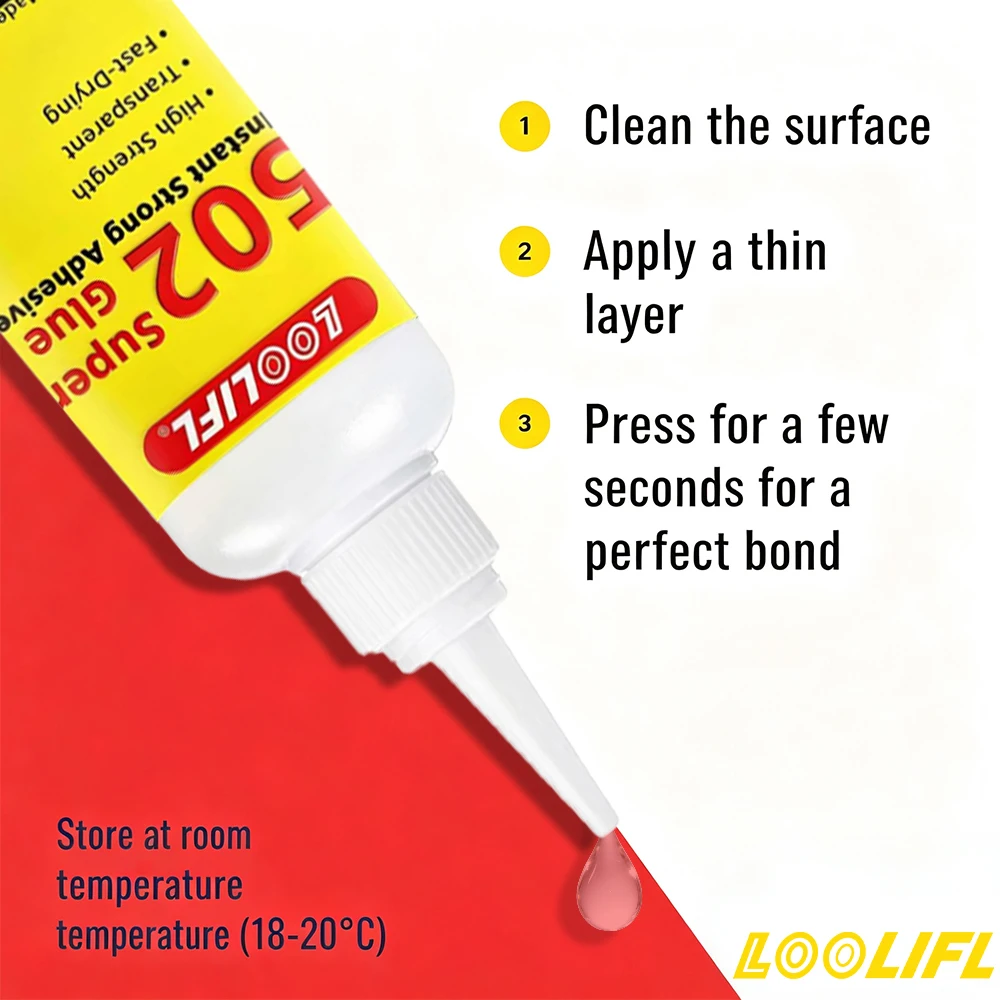 Super GlueInstant Adhesive Quick Drying Strong Bond Clear Liquid Glue for Metal  Plastic  Wood Rubber Leather Ceramic DIY Repair