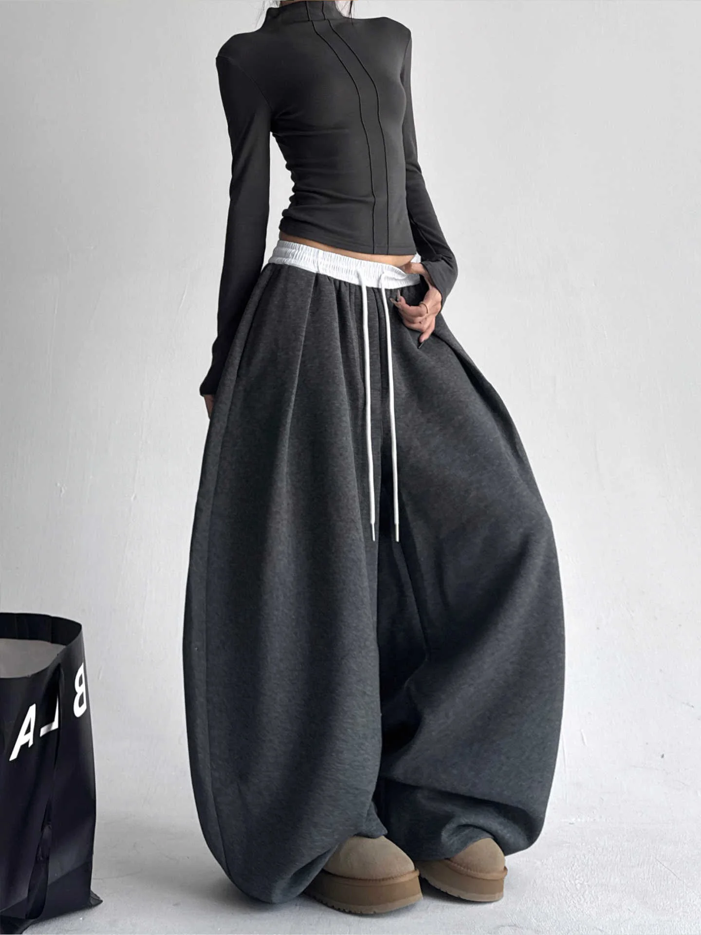 

Повседневные прямые брюки с завязками на талии, двойным поясом, весна-осень, простые спортивные, однотонные, унисекс, свободные, широкие штанины, L...