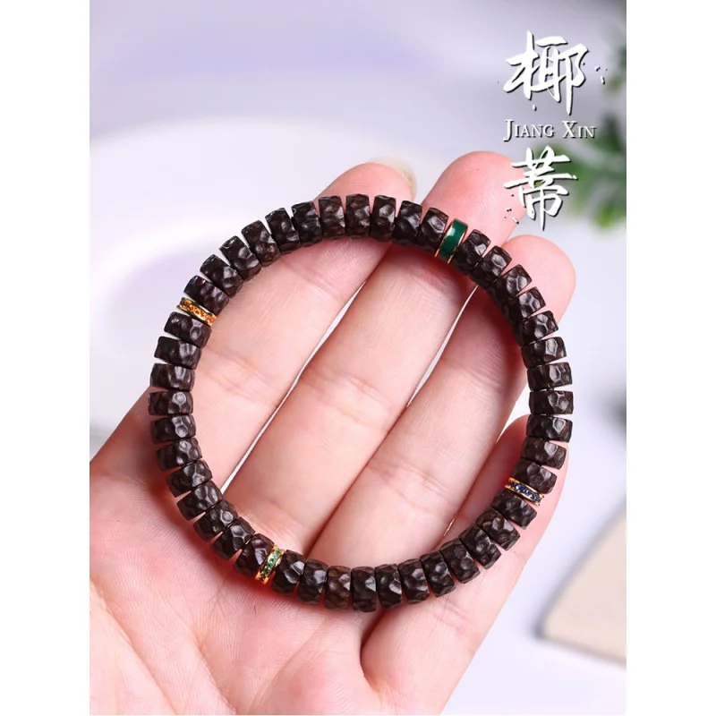 Genuine Goods Indonesia Primary Color Coconut Pedicle Crater Tablet Rock Bracelet Ecology Straight Cut No Phase Single