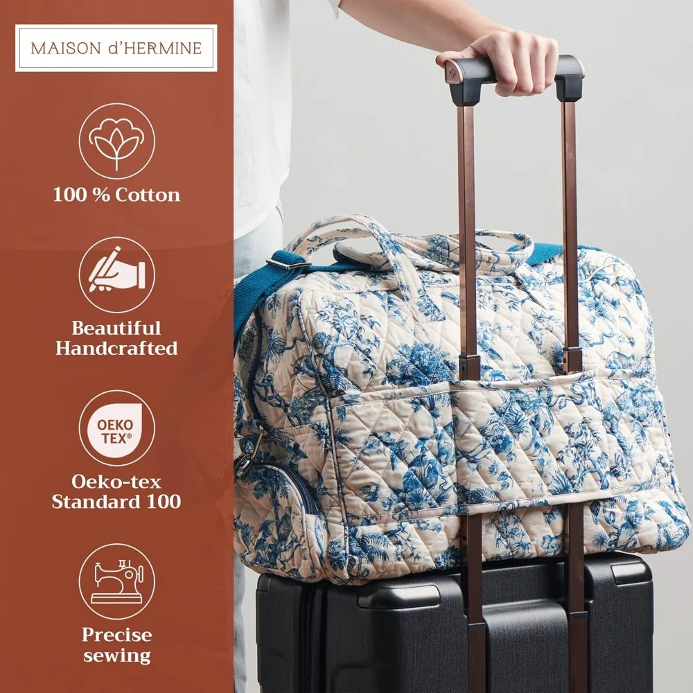 حقيبة من القماش الخشن مبطنة بالقطن - أمتعة عطلة نهاية الأسبوع للجنسين لصالة الألعاب الرياضية والرياضة وهدايا السفر