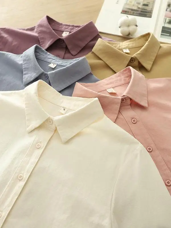 

2026 New Basic Long Sleeve Women's Shirt Luxury Youthful Base Layer Versatile Layering Neck Button up Korean Style