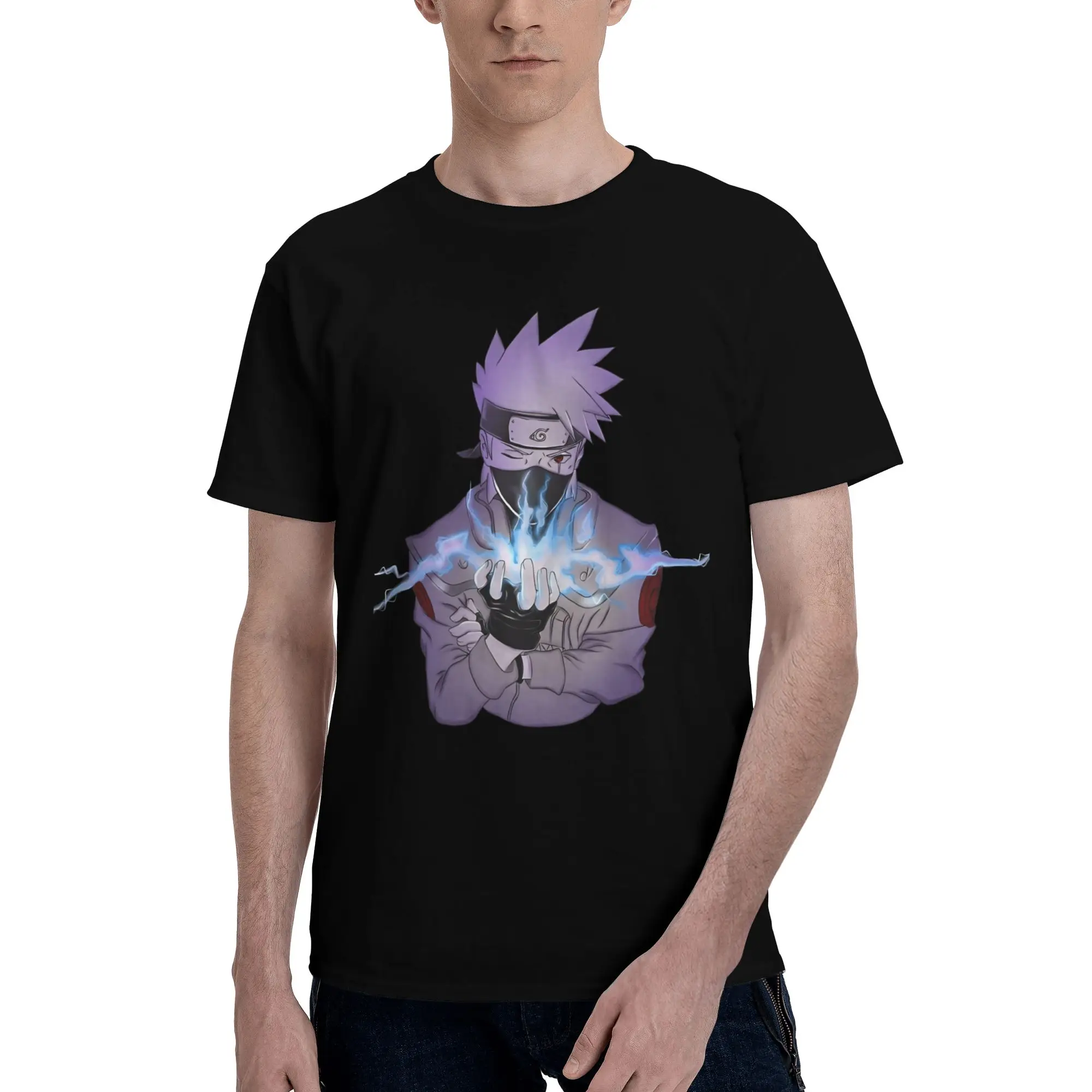 Scribble The Sixth Hokage   Graphic 100% Cotton T-Shirt Bandai NARUTO Tops Tees For Men