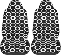 Black White Circle Car Seat Covers Vehicle Front Seat Covers Universal Fit Seat Protector 2 Pcs