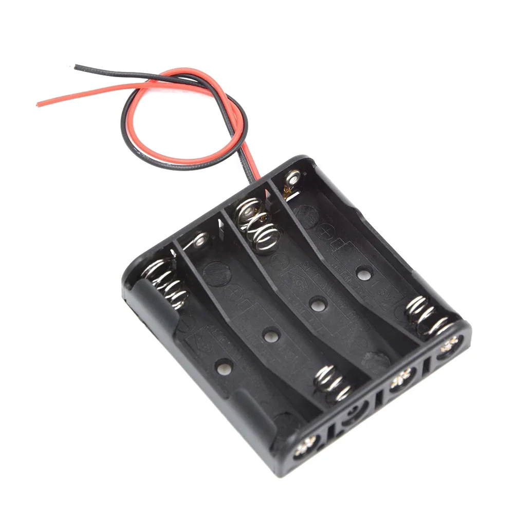 

6Pcs Case 4 Slots Aaa Black 1.5V Spring Clip Holder Easy Use Power Supply for Monolithic Robot Systems