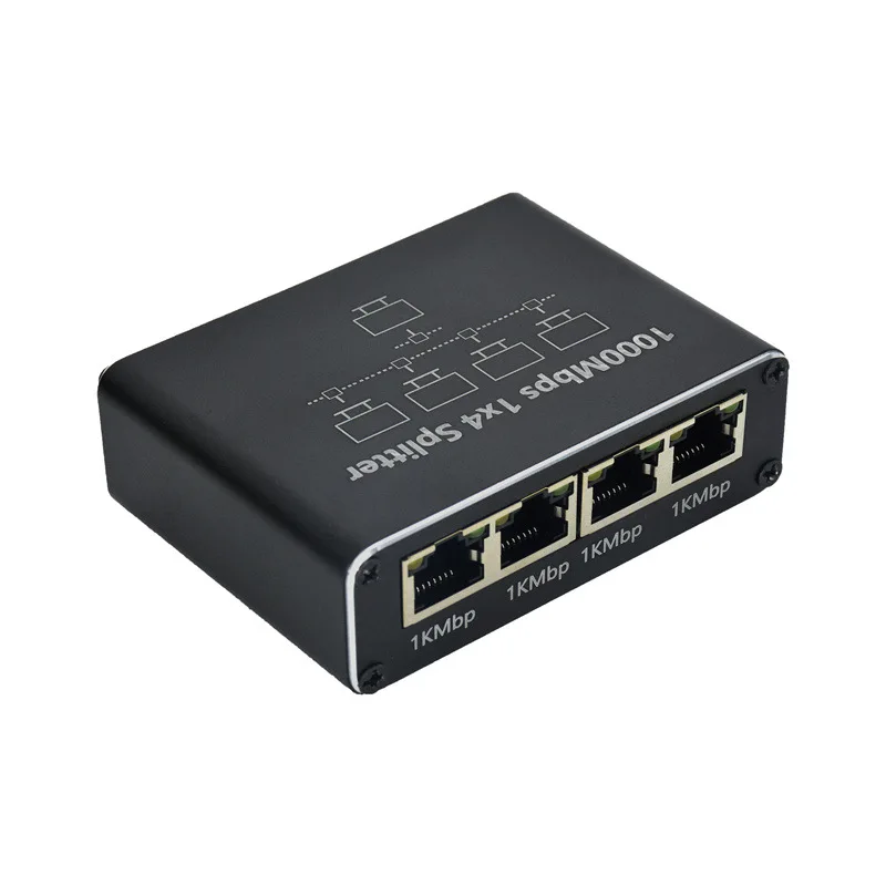 1000Mbps Ethernet Splitter Adapter LAN Cable Extender RJ45 1-in 4-out 1to4 Works at The Same Time for TV Computer Router Switch