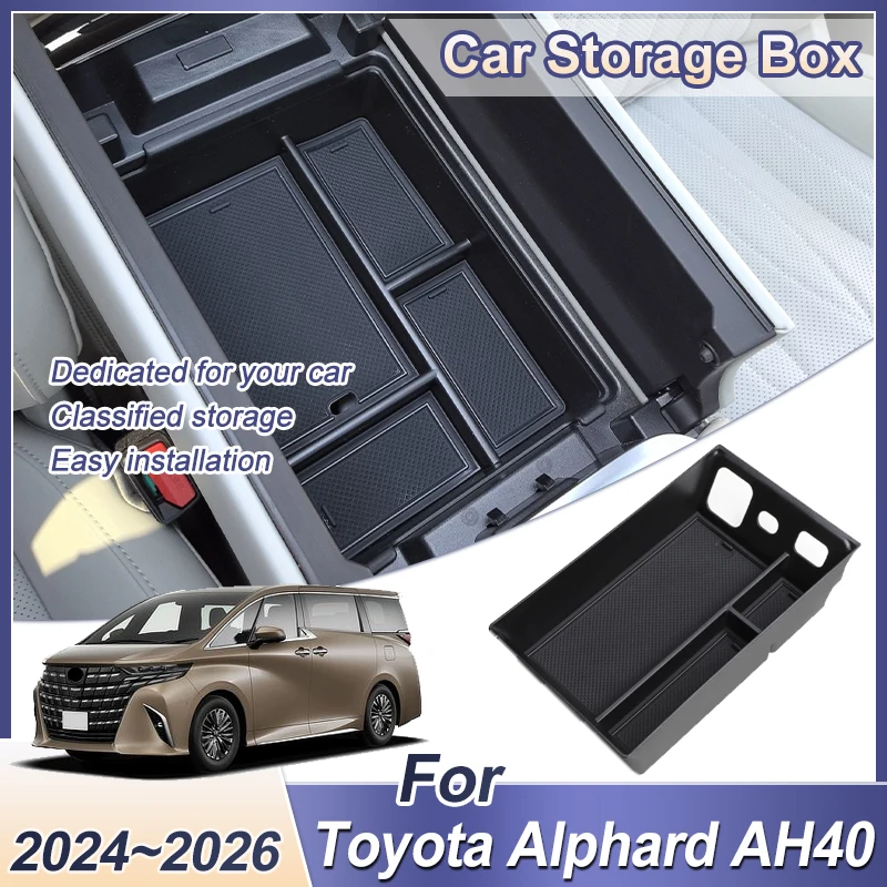 

Автомобильный центральный подлокотник, ящик для хранения для Toyota Alphard AH40 2024 2025 2026, центральный органайзер для упаковки мелочей, аксессуары для интерьера