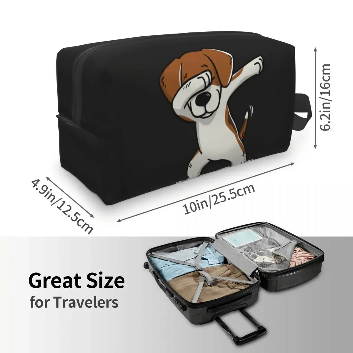 Dabbing Beagle Makeup Bag for Women Travel Cosmetic Organizer Kawaii Dog Storage Toiletry Bags