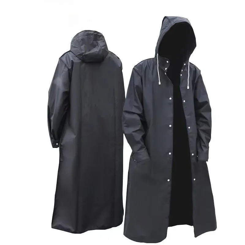 Black Adult Windbreaker Style Raincoat Waterproof Raincoat Man Rope Poncho Raincoats for Rain Umbrella Windproof Hood Biker Coat