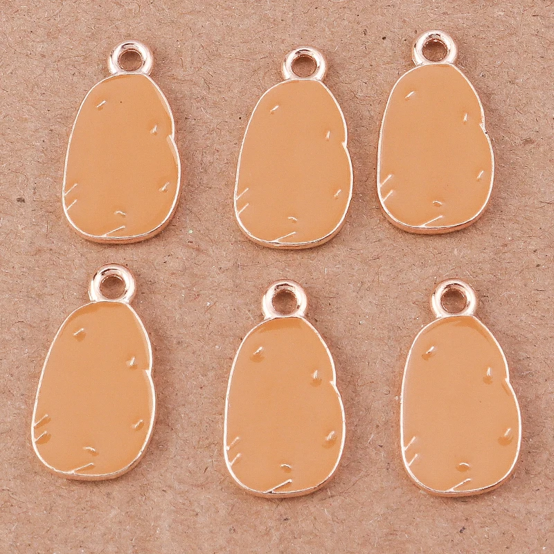 10pcs 10x18mm Enamel Vegetables Potato Charm Pendants for Jewelry Making Cute Drop Earrings Necklaces DIY Bracelets Crafts Gifts