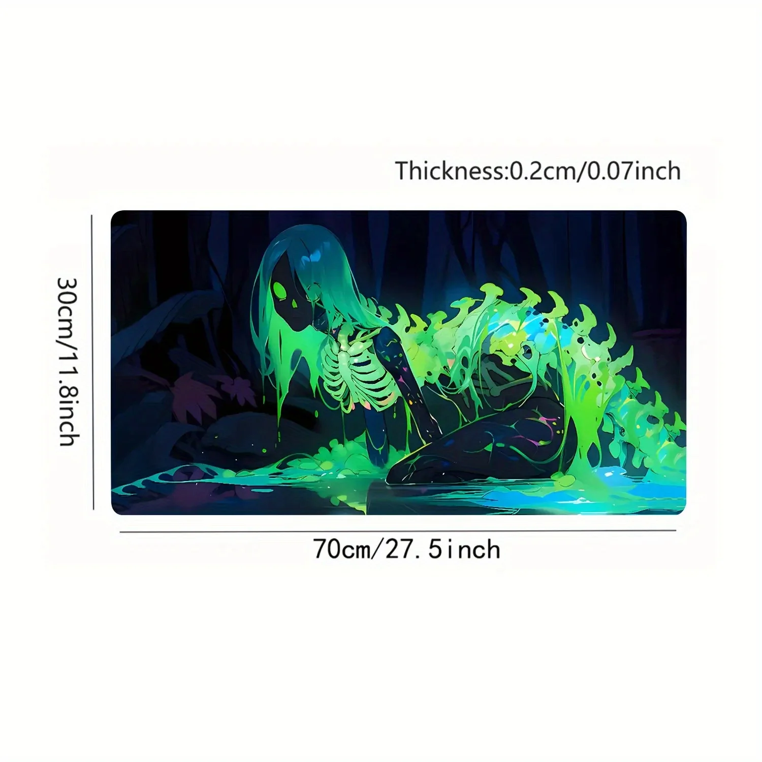 Neon Skeleton Witch Desk Mat Glowing Toxic Slime Gaming Mouse Pad Large Non-Slip Rubber