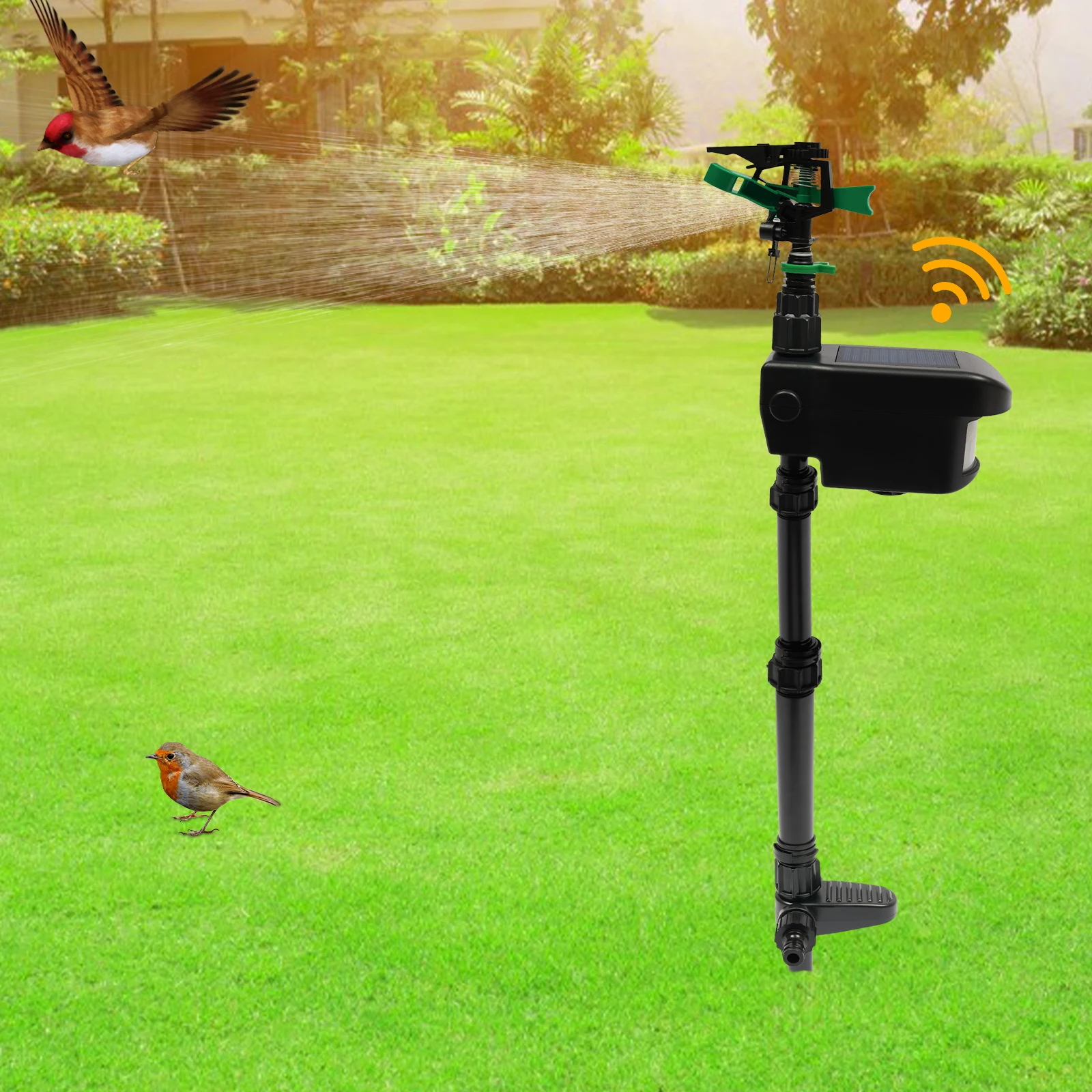 

Solar Garden Animal Repeller, Water Sprinkler, Sensor Motion Activated Adjustable Animal Repellent, Solar Scarecrow