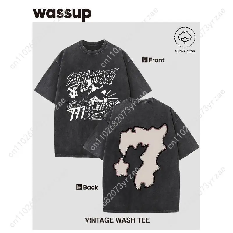 

SEVEN HERBS Retro Tshirt Man Woman High Quality Vintage T Shirt Cotton Short Sleeves Fashion T-shirt Soft Breathable Tops