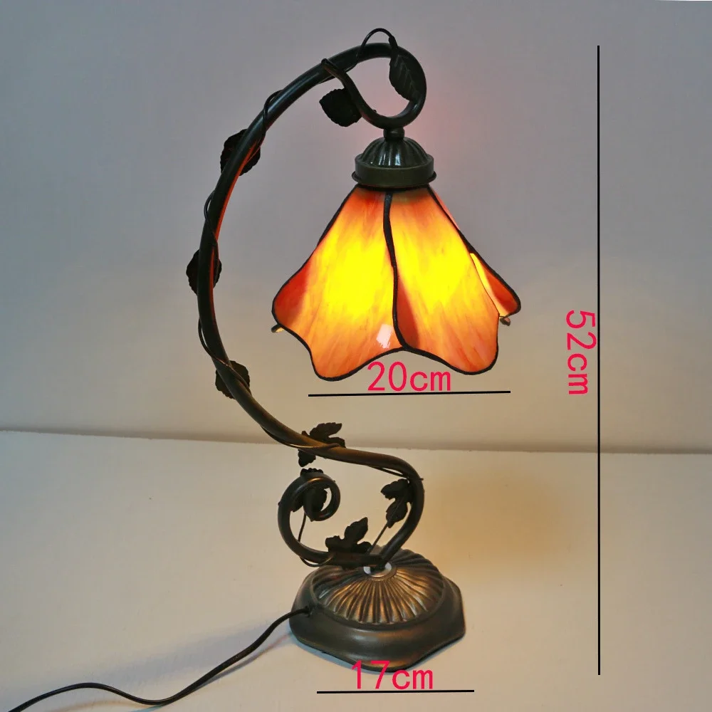 8 inch 20cm Stained Glass Shade Tiffany Vintage Desk Lamp