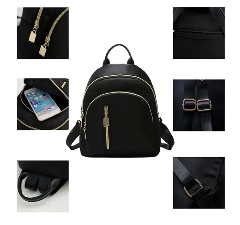 المرأة متعددة الوظائف فتاة الموضة أكسفورد Daypack السفر لطيف حقيبة ظهر صغيرة الرجال حقيبة كتف محفظة سوداء Hot