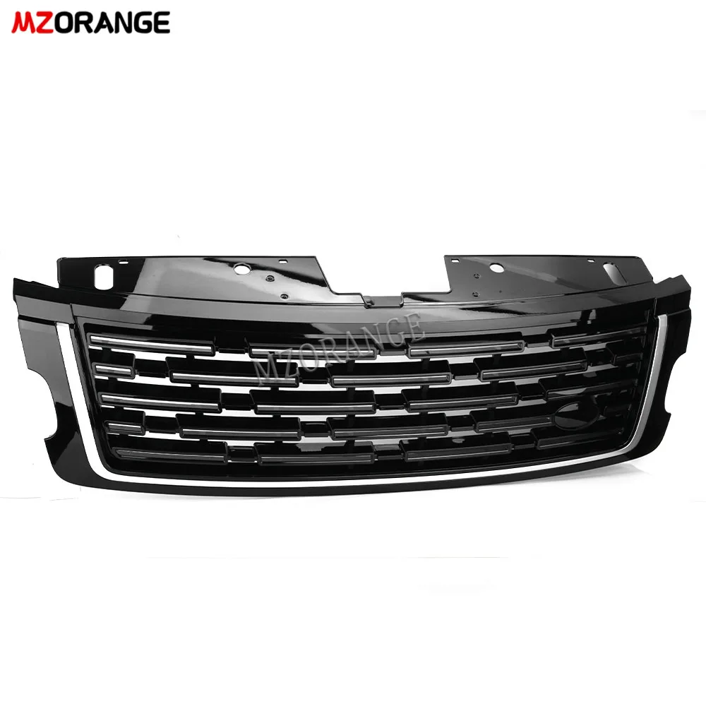 Car Front Bumper Grille for Land Rover Range Rover Vogue L405 2018-2021 Upgrade to 2022 Mesh Cover Grills Full Black Silver