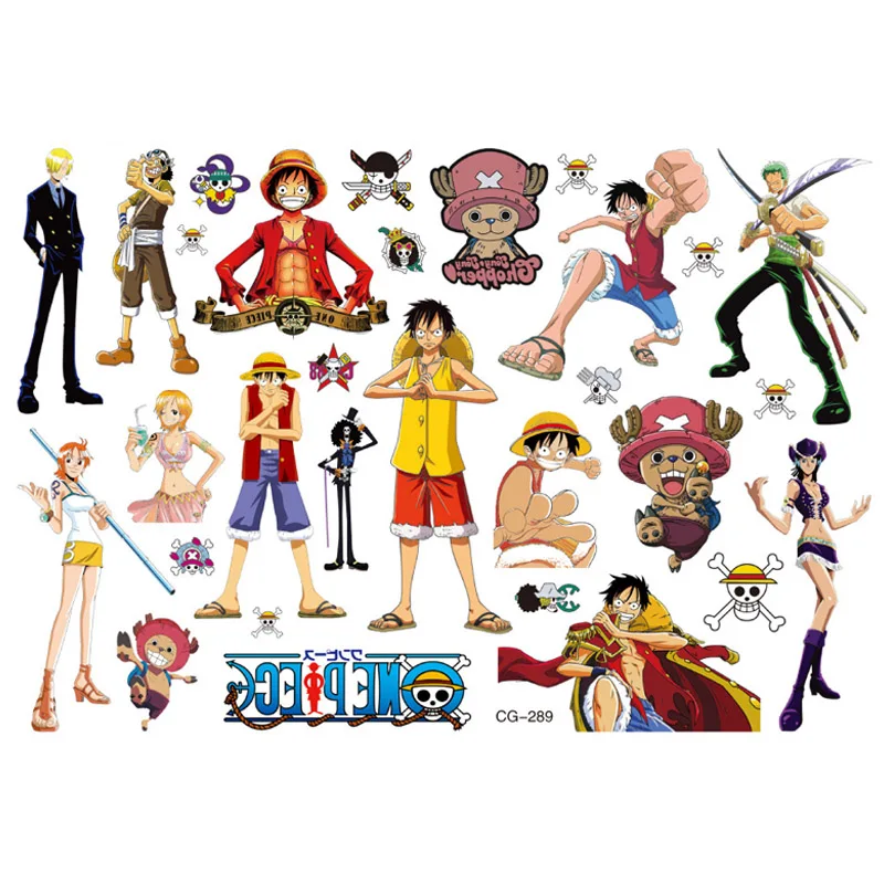 Anime One-Piece Tattoo Stickers Cartoon Children\'s Tattoo Stickers Luffy Ace Zoro Water Transfer Printing Children\'s Day Gifts