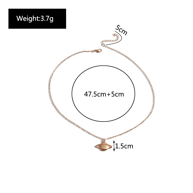 Aihua Mode Metall Saturn Halskette für Frauen Männer Kurze Kette Anhänger Halskette Geschenk Collier Mädchen Geburtstag Geschenke – Detail 10