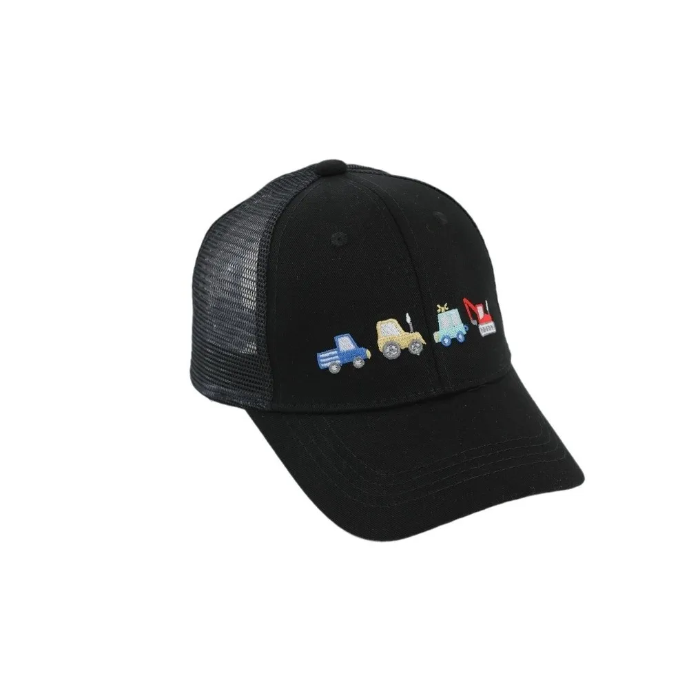 

New Cartoon Car Excavator Embroidered Children's Baseball Caps Mesh Breathable Baby Sun Hats Casual Toddler Peaked Caps Outdoor