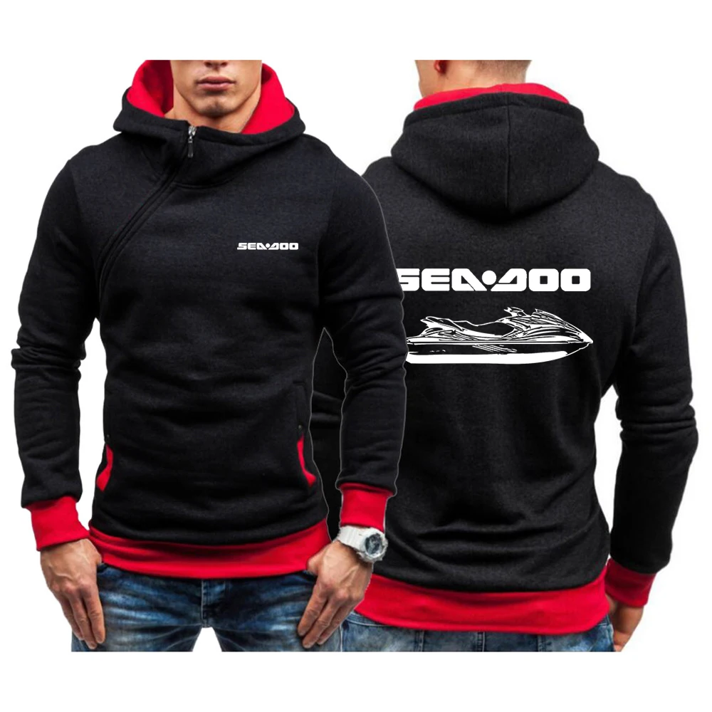 

Sea Doo Seadoo Moto Men's New Spring Autumn Printed Diagonal Zipper Hoodie Sweatshirts Cotton Popular Sportswear Pullovers Tops