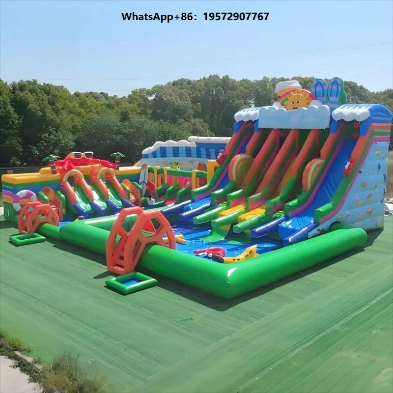 Inflatable Amusement Park Large Slide Castle Water Park Combo for Outdoor Fun Playground Use