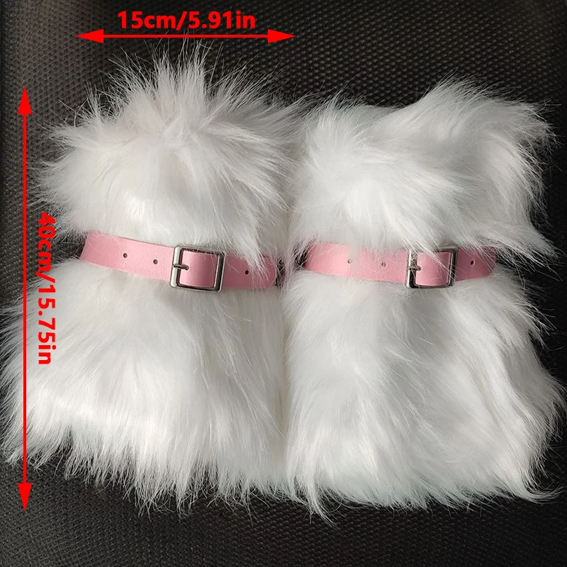 Soft White Fluffy Leg Warmer Women Girls Winter Warm Faux Fur Stockings Long Socks Legging Foot Boot Covers Thick Calf Socks