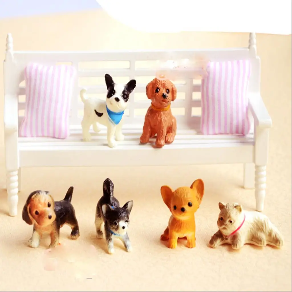 6x 1/12 Dollhouse Miniature Pet Model Animal Figurines Decoration