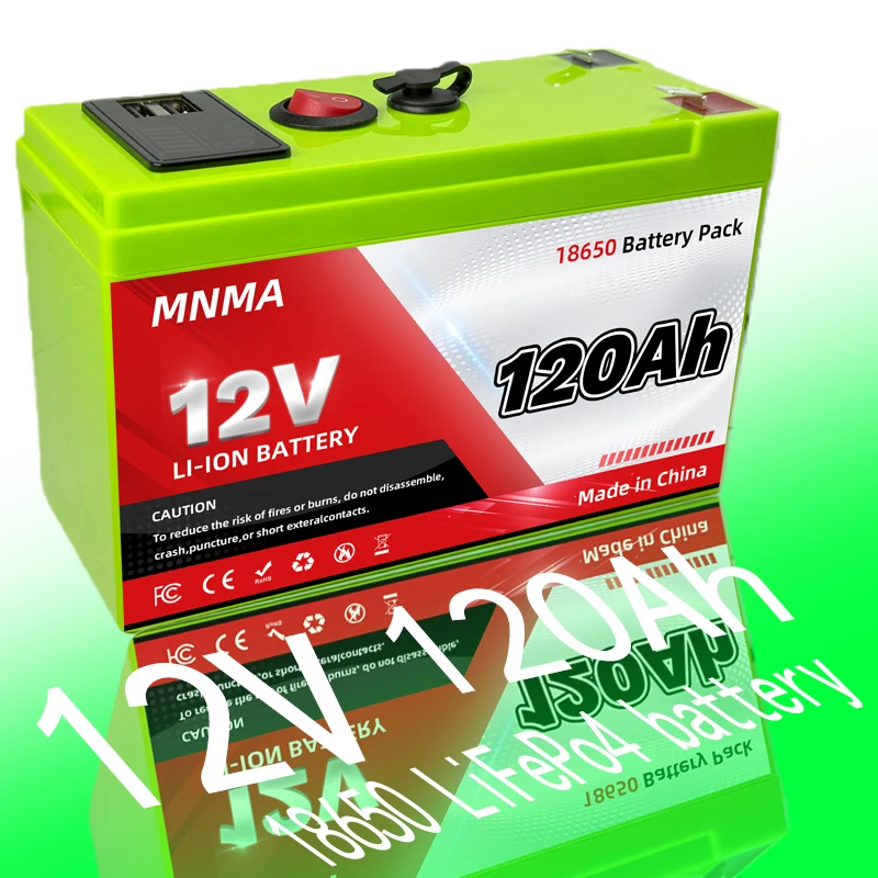 

LiFePO4 12V 120Ah Battery,Built-in BMS,4000+Cycles Rechargeable Lithium Battery,Perfect for Ride on Toys,Scooters,Fish Finders