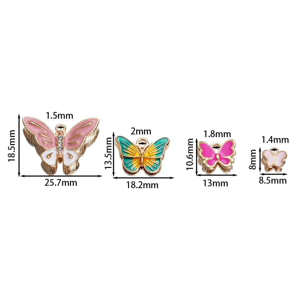 4Pcs/Lot 4 Styles Alloy Metal Butterfly Shape Charms Loose Spacer Pendant For DIY Bracelet Necklace Jewelry Making Accessories