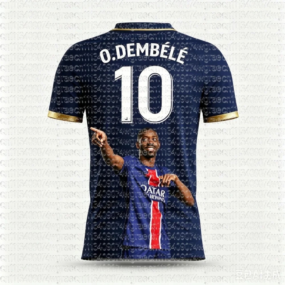 Dembele Style Sommer 3D-gedrucktes Familienkleidungs-Fußballtrikot-T-Shirt, schnell trocknend und atmungsaktiv, geeignet für den Außenbereich – Detail 9