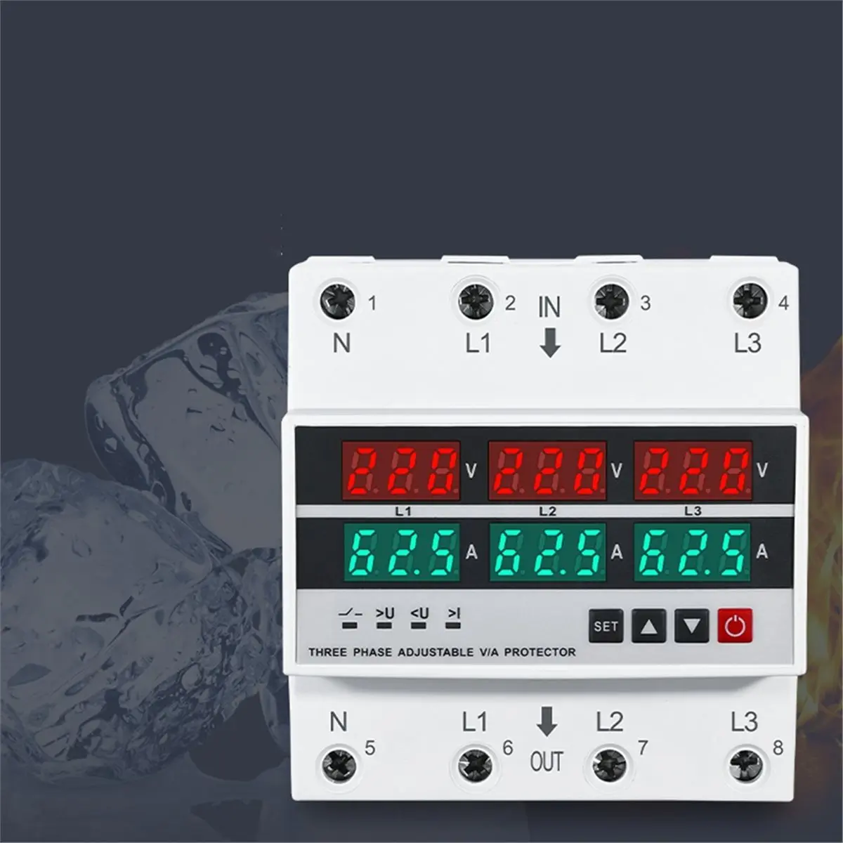 DT85 HOT 3 Phase Din Rail Voltage and Current Monitoring Relay with Adjustable Settings 100A