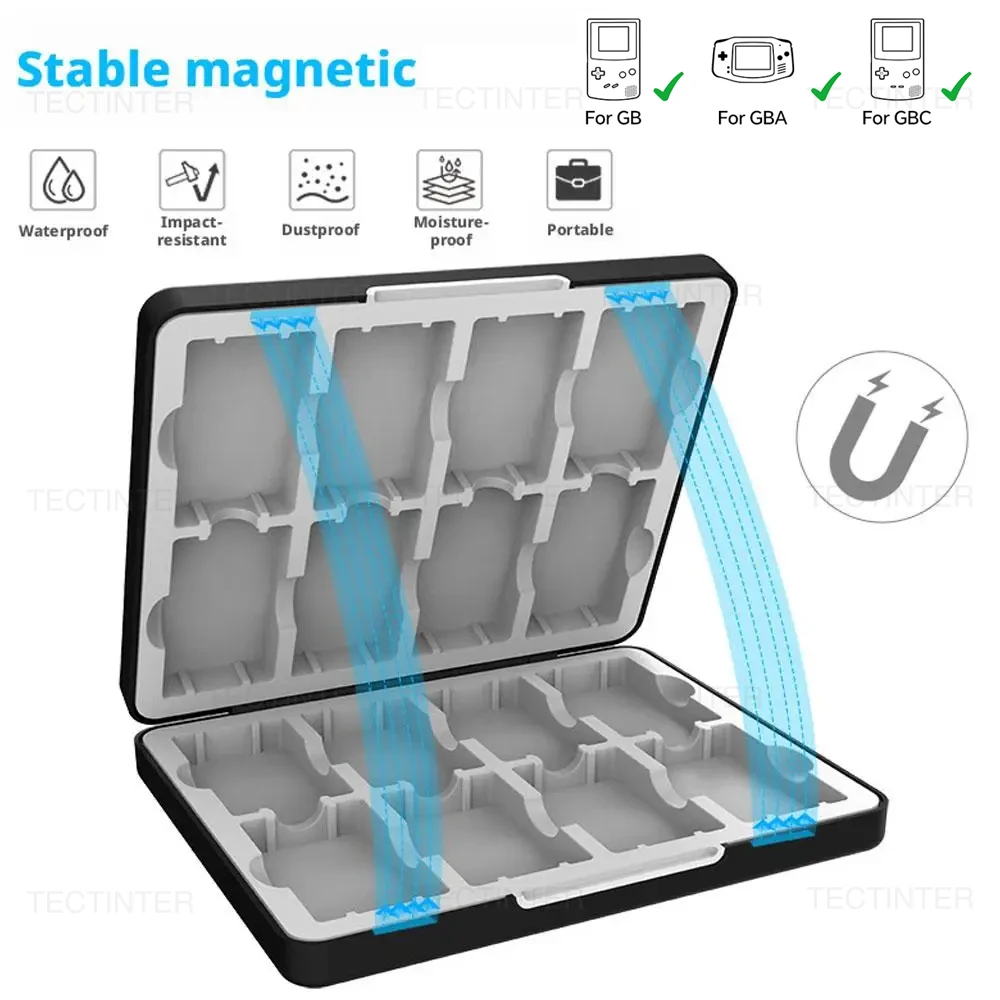 

16 In 1 Magnetic Portable Game Card Storage Box for GB/GBA/GBC Large-Capacity Dustproof Case Shell Anti-fall Gaming Accessories