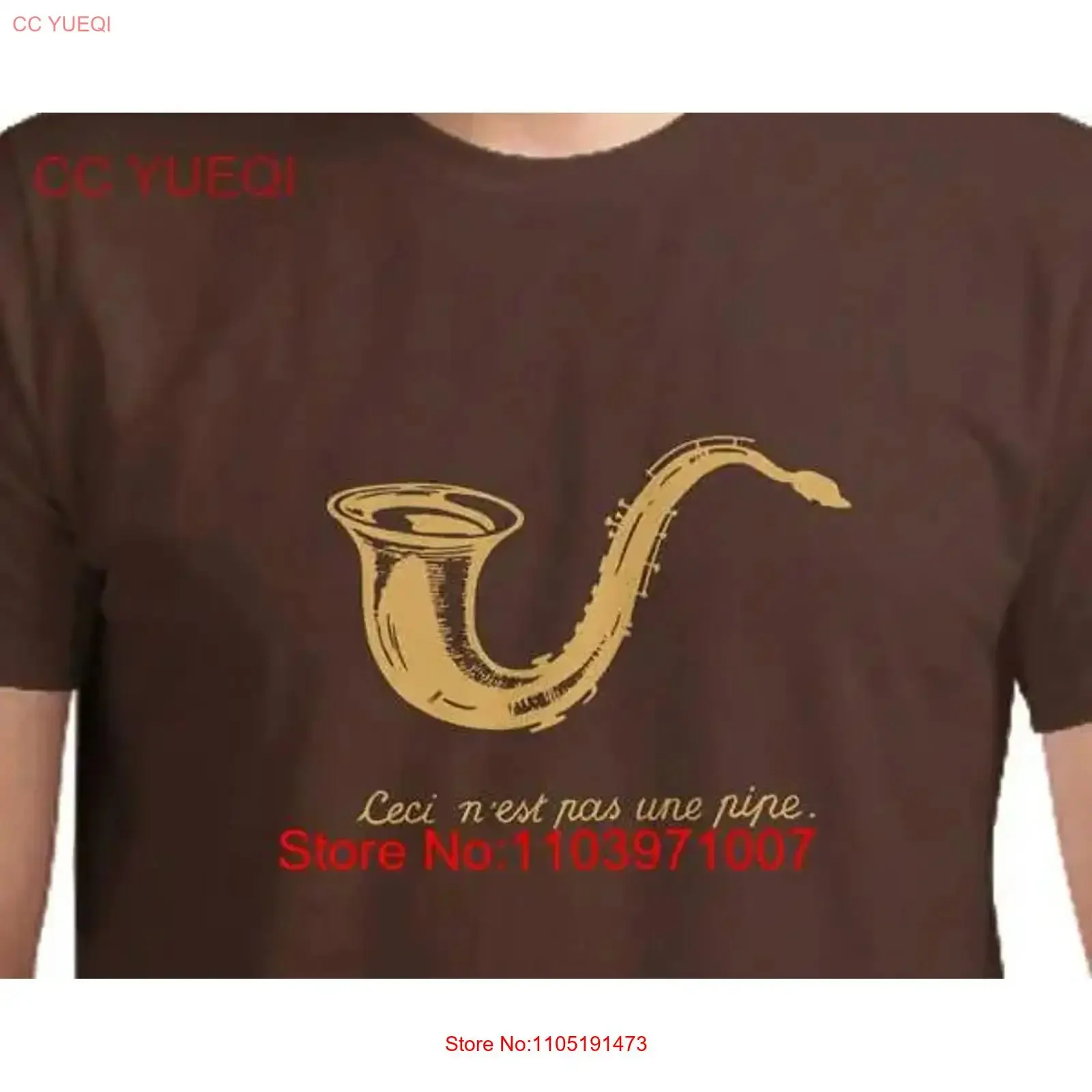 This Is Not a Saxo T shirt Magritte Music Ceci n'est pas une pipe Surreal Silkscreen Hand Cotton tee for musician vintage