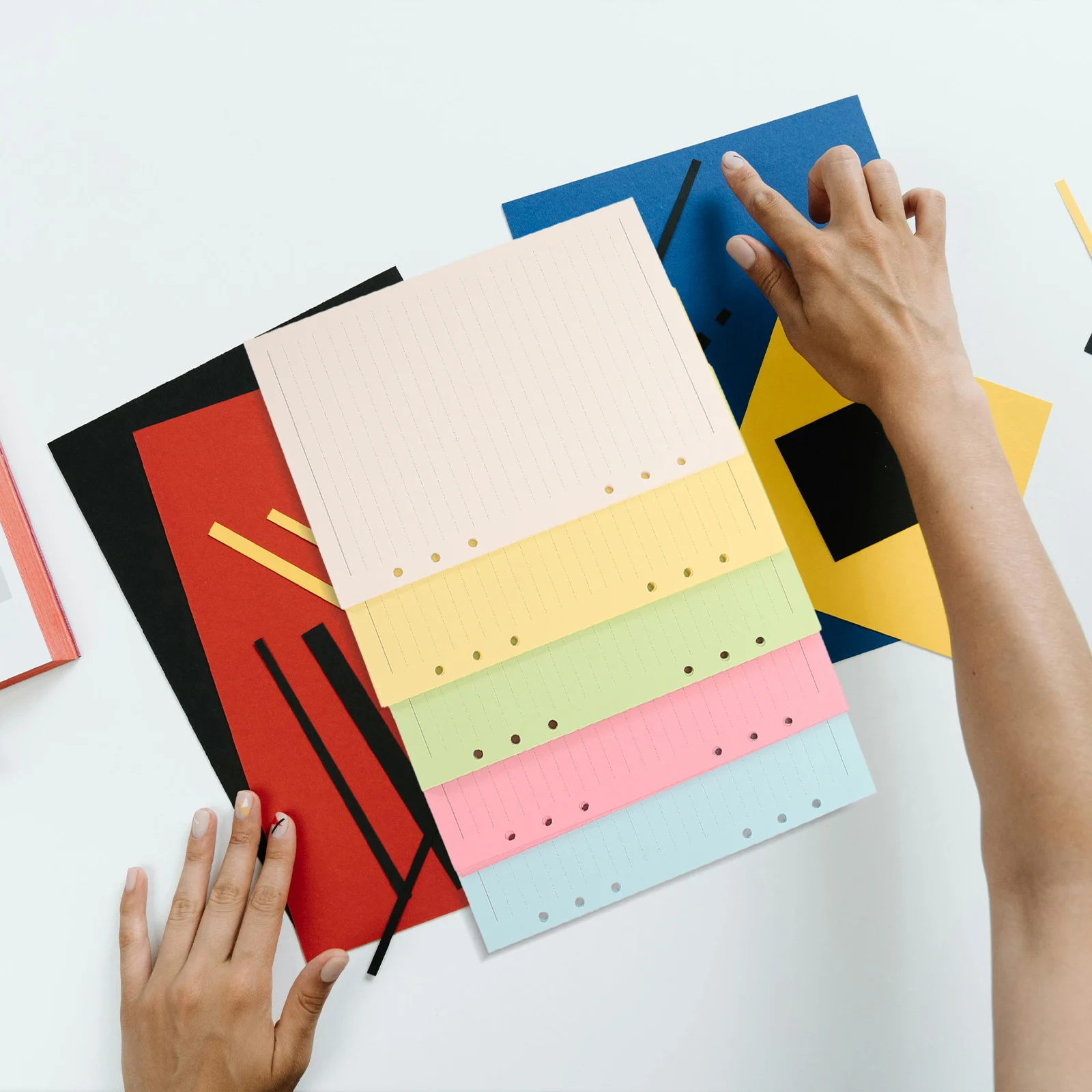100 ورقة A5 حكم ورقة فضفاضة 5 ألوان 6 حفرة لكمات الملء ل مخطط الموثق دفتر ملاحظات بغلاف مُجلّد إدراج #1