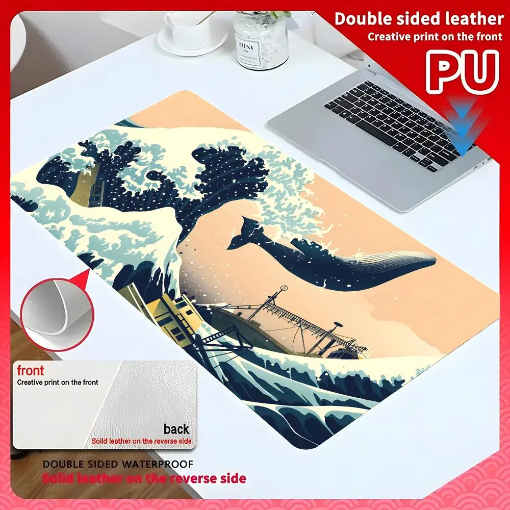 Dream Whale Cartoon Mouse Pad 60x30cm Computer Accessories Suitable for ages 10-18 Leather Desk Mat Gamer Waterproof PU