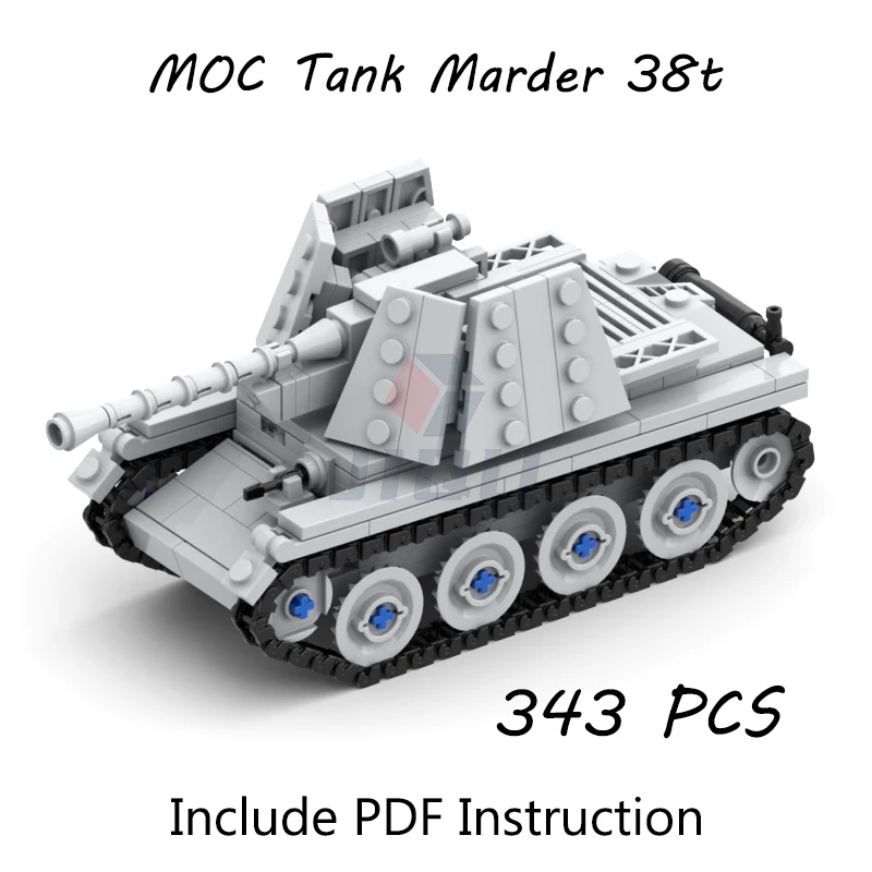 343 Pcs High-Tech MOC WW2 Tankdestroyer Model Set Building Blocks Creative Military Vehicle Bricks Kid Educational Toy Boy Gifts